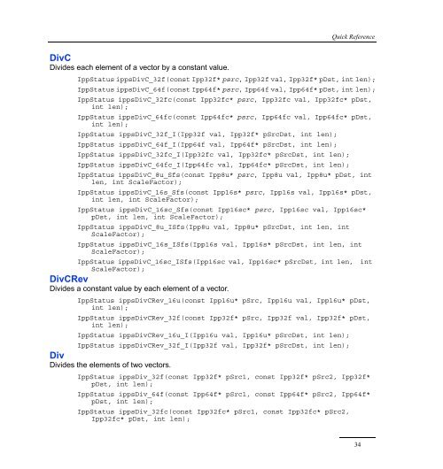 Intel® IPP Quick Reference