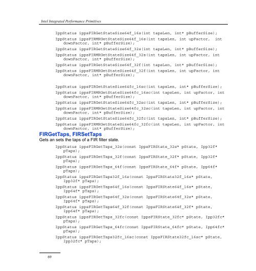 Intel® IPP Quick Reference