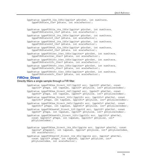 Intel® IPP Quick Reference