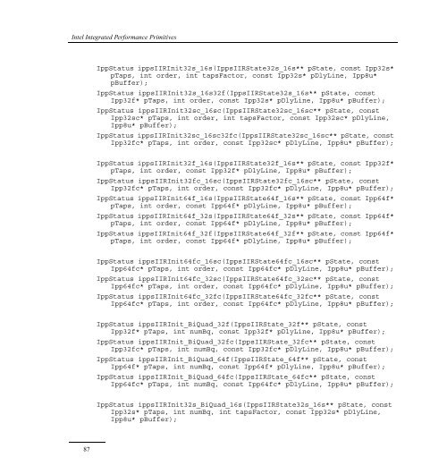 Intel® IPP Quick Reference