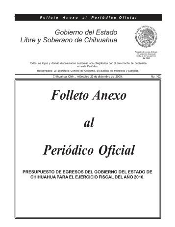 Folleto Anexo al PeriÃ³dico Oficial - Gobierno del Estado de Chihuahua