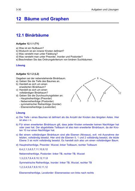 Grundkurs Informatik Aufgabensammlung mit Lösungen Teil 3