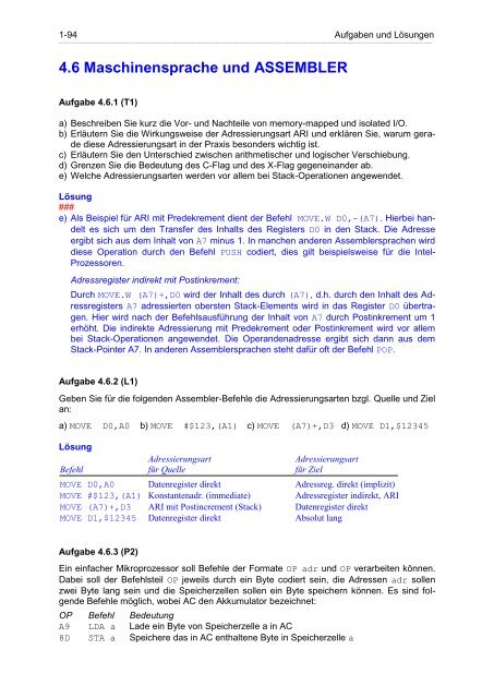 Grundkurs Informatik Aufgabensammlung mit Lösungen Teil 1