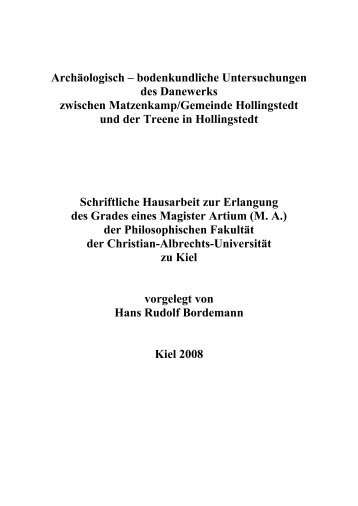 Archäologisch – bodenkundliche Untersuchungen des Danewerks ...