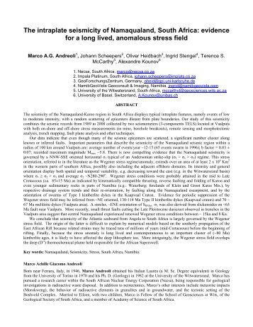 The intraplate seismicity of Namaqualand, South Africa ... - IASPEI