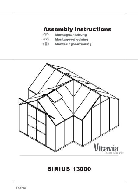Assembly instructions SIRIUS 13000 - Bygghemma