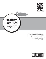 Provider Directory Directorio de proveedores - LA Care Health Plan