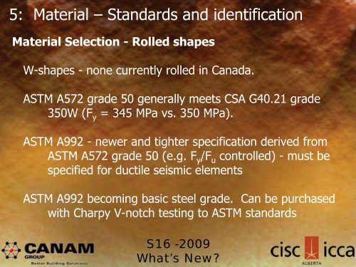The Steel Workshop S16-2009: What's New? - CISC-ICCA
