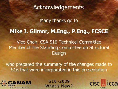 The Steel Workshop S16-2009: What's New? - CISC-ICCA