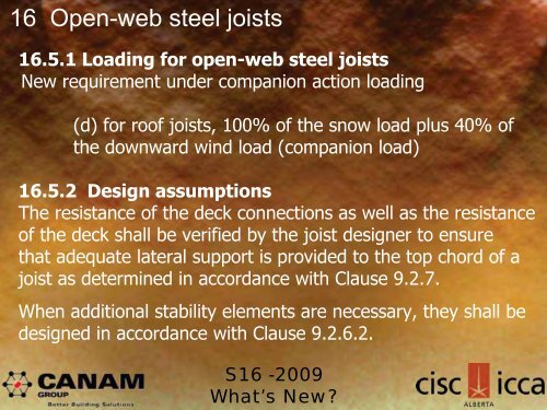 The Steel Workshop S16-2009: What's New? - CISC-ICCA