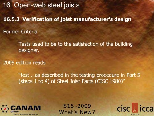 The Steel Workshop S16-2009: What's New? - CISC-ICCA