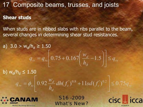 The Steel Workshop S16-2009: What's New? - CISC-ICCA