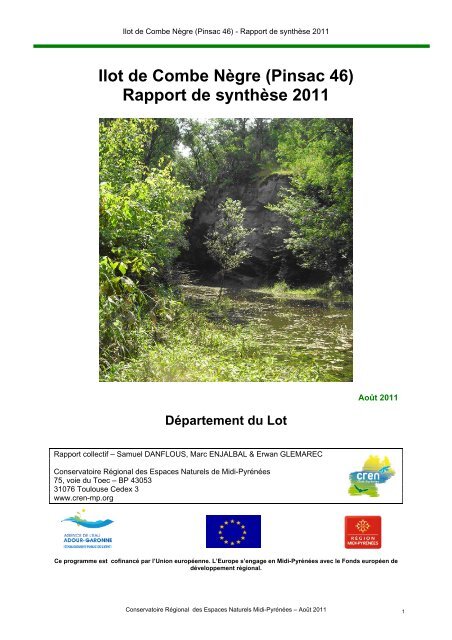 Ilot de Combe Nègre (Pinsac 46) Rapport de synthèse 2011