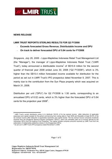 Press Release (130 KB) - Lippo Malls Indonesia Retail Trust ...