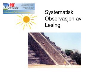 Systematisk Observasjon av Lesing