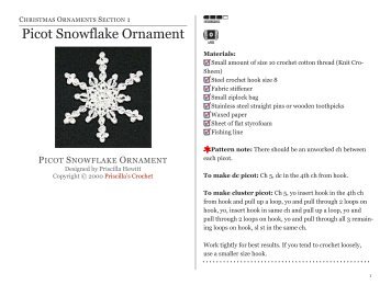 Picot Snowflake Ornament - Priscilla's Crochet
