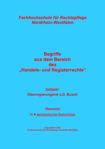 Begriffe aus dem Bereich des „Handels- und Registerrechts“