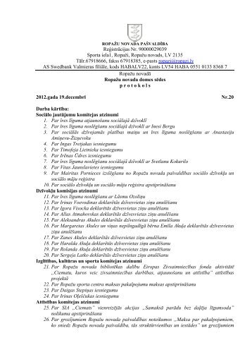 19. decembra domes sÄdes protokols - RopaÅ¾i.lv