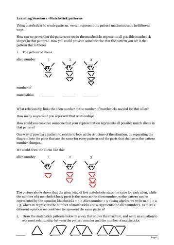 Learning Session 1 -Matchstick patterns Using matchsticks to create ...