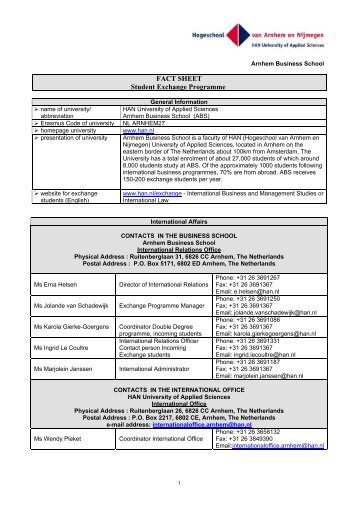 FACT SHEET Student Exchange Programme - Mercator School of ...