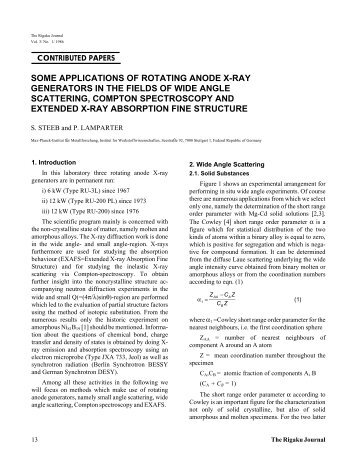 some applications of rotating anode x-ray generators in the ... - Rigaku