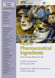 12th APIC/CEFIC European Conference on - Active Pharmaceutical ...
