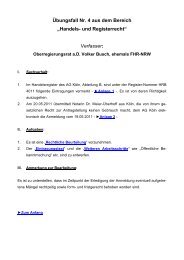 Übungsfall Nr. 4 aus dem Bereich „Handels- und Registerrecht“