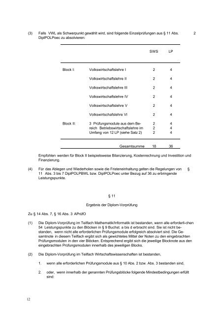 PrÃƒÂ¼fungsordnung nach dem Leistungspunktesystem fÃƒÂ¼r den Bachelor