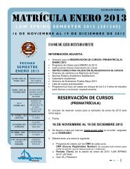 Instrucciones Matricula Enero 2013 - Escuela de Derecho