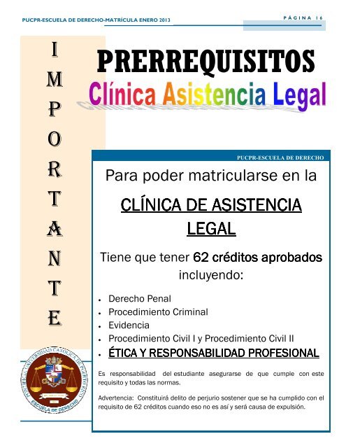 Instrucciones Matricula Enero 2013 - Escuela de Derecho