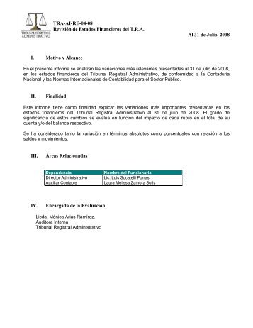 Informe Auditoría - Estados Finacieros 2011.pdf - Tribunal Registral ...