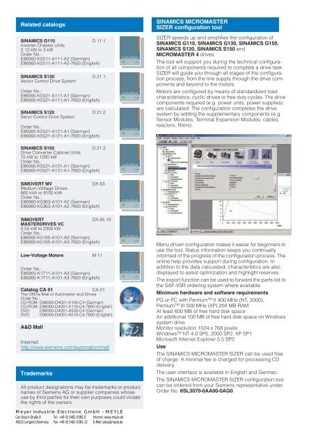 Siemens Sinamics G130/G150 - MEYER Industrie-Electronic GmbH