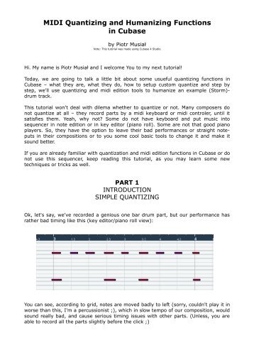 MIDI Quantizing and Humanizing Functions in Cubase