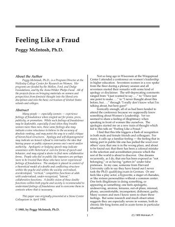 Feeling Like a Fraud - Wellesley Centers for Women