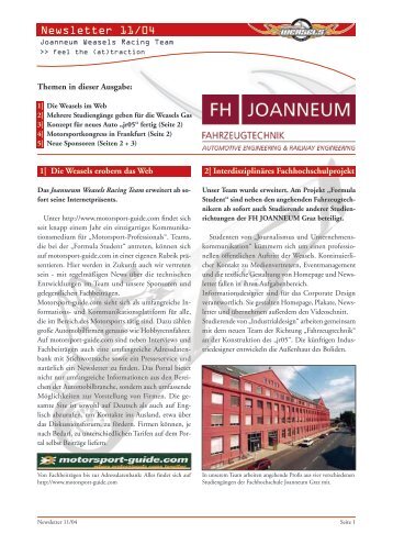 Newsletter 11/2004 - joanneum racing