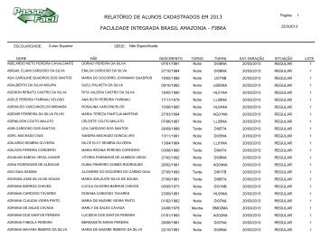 relatÃ³rio de alunos cadastrados em 2013 faculdade ... - FIBRA.