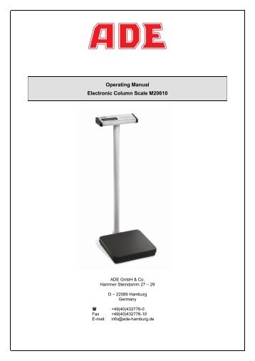 Operating Manual Electronic Column Scale M20610 - Dencor