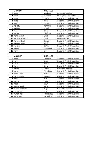 YASED Koza 2012 MÃ¼lakat Takvimi Karadeniz Teknik Ãniversitesi