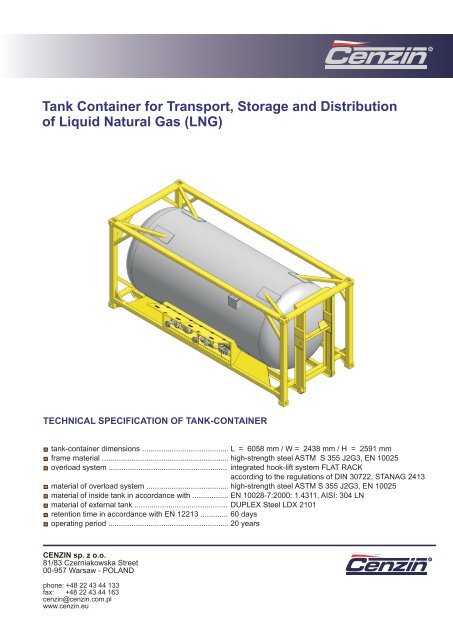 Tank Container for Transport, Storage and Distribution of ... - Cenzin