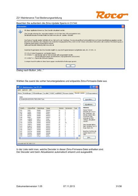 Z21 Maintenance V1.05 - Manual