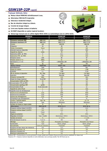 GSW15-22P capotÃ© 2009 - Euromat