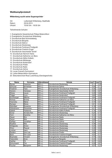 Wettkampfprotokoll - TSG Wittenberg