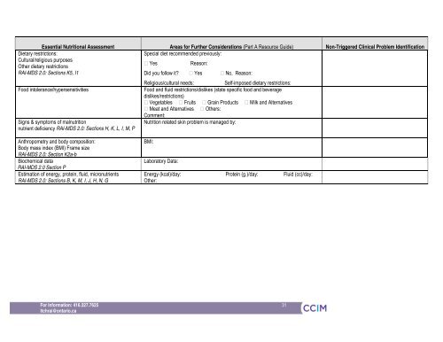 RAI-MDS 2.0 Nutritional Care Resource Guide April 2011 - CCIM