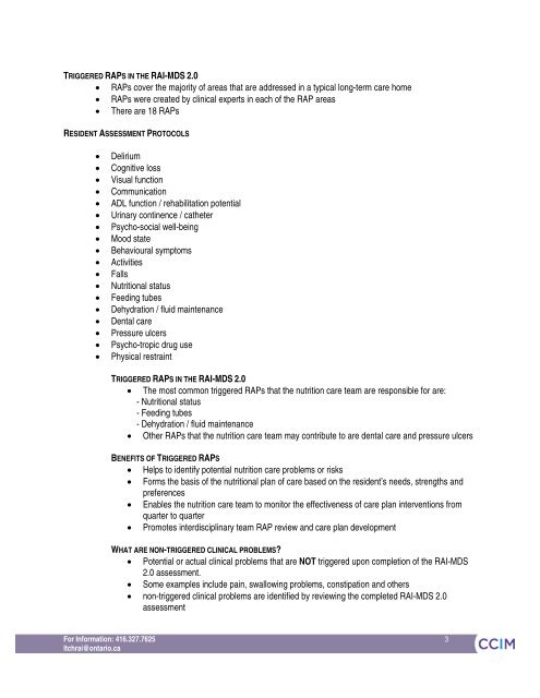 RAI-MDS 2.0 Nutritional Care Resource Guide April 2011 - CCIM