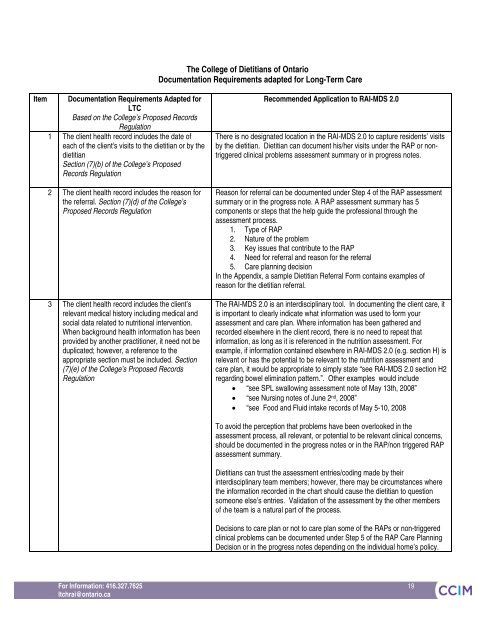 RAI-MDS 2.0 Nutritional Care Resource Guide April 2011 - CCIM