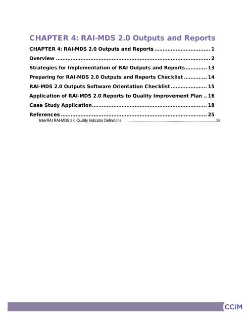 RAI-MDS 2.0 Nutritional Care Resource Guide April 2011 - CCIM