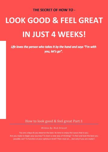 LOOK GOOD & FEEL GREAT IN JUST 4 WEEKS! - Are you ready to ...