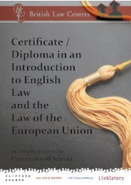 Certificate / Diploma in an Introduction to English Law and the Law ...