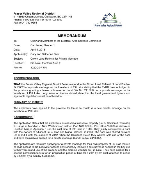 Staff report dated April 4, 2013 from Carl Isaak, Planner I