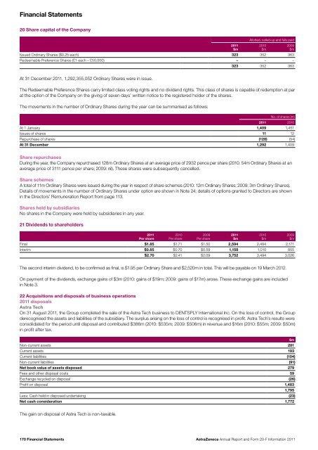 AstraZeneca Annual Report and Form 20-F Information 2011